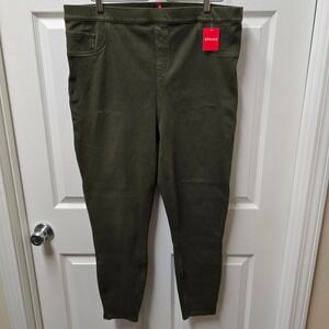 Spanx Ankle Pocket Skinny Jeans Olive Green Pull On Stretch Pants Womens 3X NEW